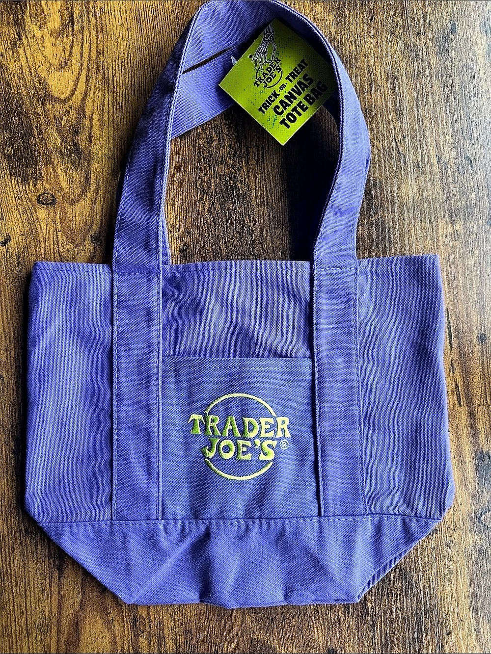 Trader Joe's Trick-or-Treat Mini Canvas Tote Bag Purple